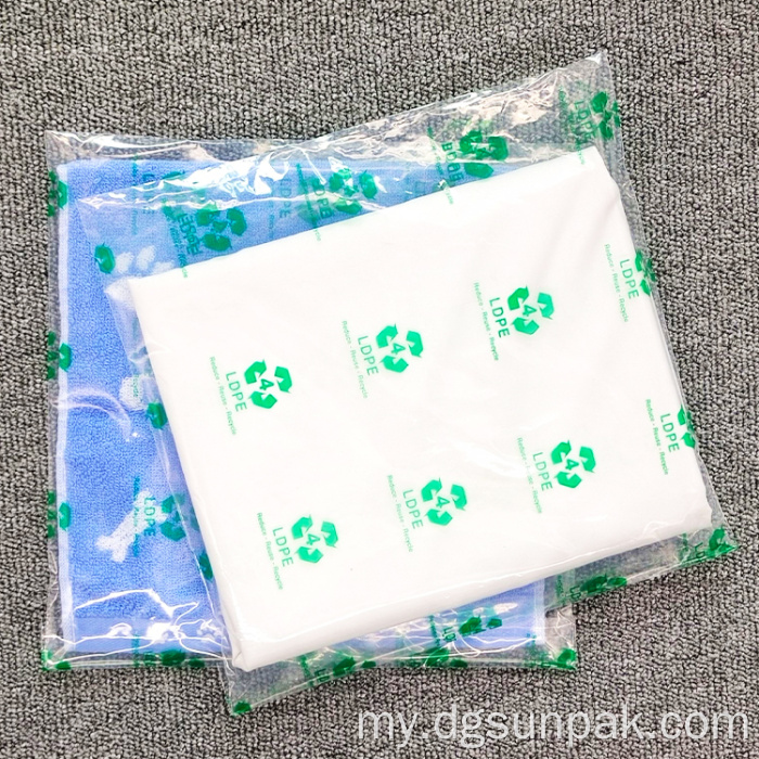 Eco Recyclable ပလပ်စတစ်ပြန်လည်အသုံးပြုနိုင်သော Poly Bags ရှင်းလင်းသော GRS